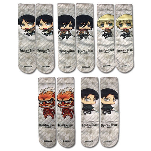 Attack On Titan Chibi Themed Socks 5-Pack Set