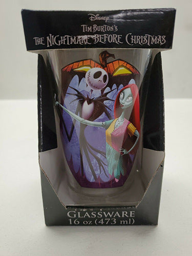 Disney Nightmare Before Christmas Jack & Sally Pumpkin Pint Glass 16 oz