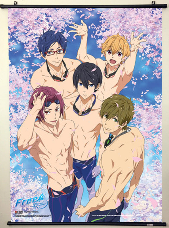 Free! Group In Pool With Sakura Wall Scroll