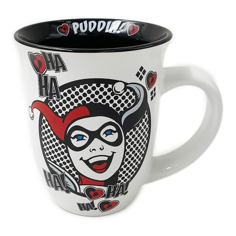 Harley Quinn Circle Badge HA HA! Wide Rim Mug 16 oz