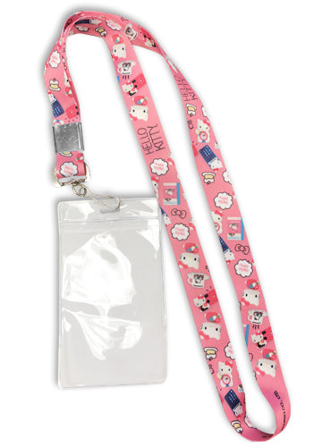 Porte-badge d'identification avec lanière rose Hello Kitty