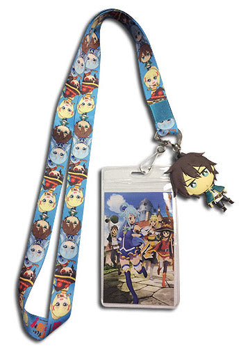 Konosuba Chibi Characters Lanyard W/ Kazuma Charm
