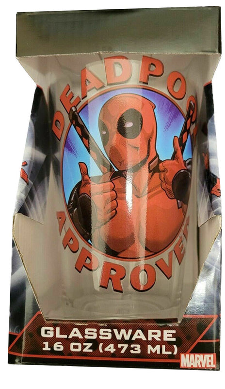 Marvel Deadpool Approved Pint Glass 16 oz