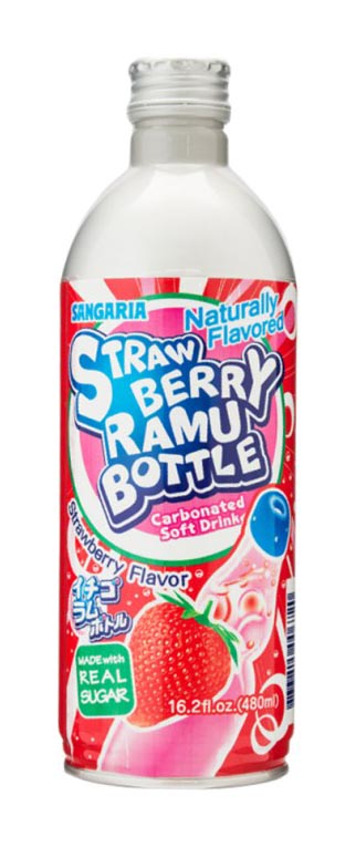 Sangaria Strawberry Ramu Ramune Bottled Soda 16.2 oz