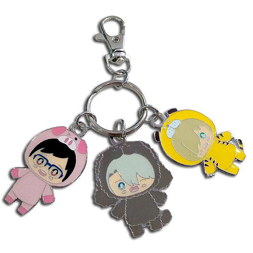 Yuri On Ice Yuri, Yuuri & Victor In Pajama Costumes Metal Keychain