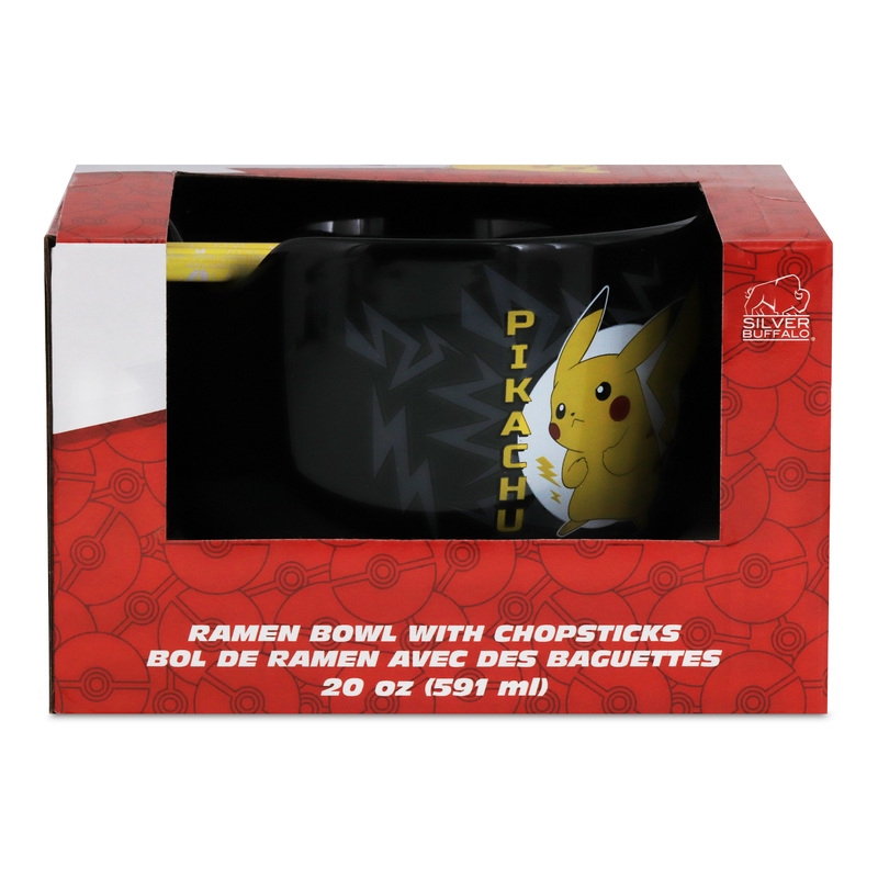 Pokemon Pikachu Ceramic Ramen Bowl Set With Wooden Chopsticks