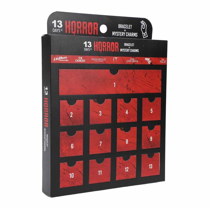 13 Days of Horror advent calendar with red doors and black packaging