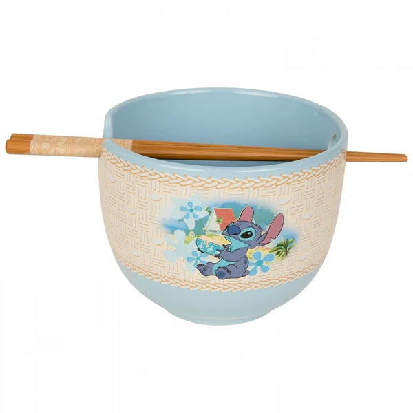 Disney Stitch Cup Noodles Ceramic Ramen Bowl Set With Wooden Chopsticks
