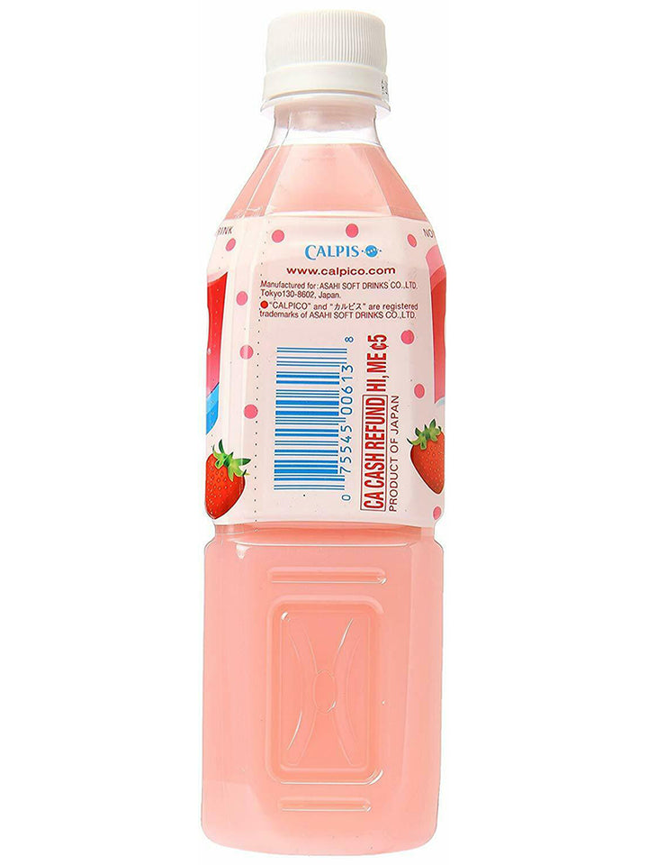 Calpico Strawberry Flavor Non-Carbonated Soft Drink Soda 16.9oz side
