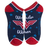 DC Comics Wonder Woman 5 Pair Ankle Socks Blue Stars Red WW Logo Text