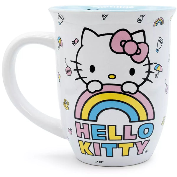 Tasse en céramique arc-en-ciel pastel Hello Kitty 16 oz