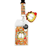 Garfield Food All Over Lanyard With Face Charm Close Up ID Sleeve and Charm
