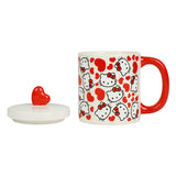 Hello Kitty Hearts All Over Mug With Heart Lid Lid Off