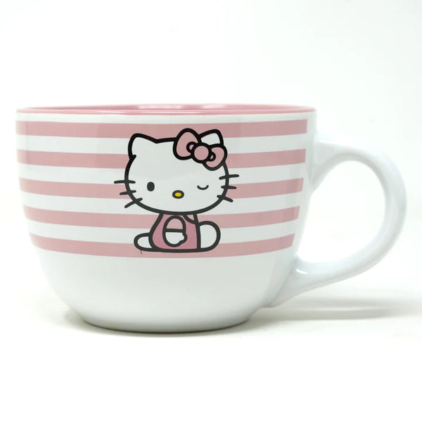 Tasse en céramique à rayures roses Hello Kitty 24 oz