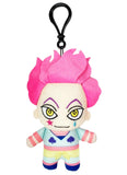 Plush keychain with Hunter x Hunter Hisoka Morrow design on a white background