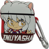 Inuyasha-themed Airpod case with character design and carabiner on a white background