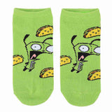 Invader Zim & Gir 5 Pack Ankle Socks Gir Tacos Green