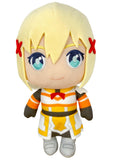 Plush toy of Konosuba Darkness anime character with blonde hair and blue eyes on a white background