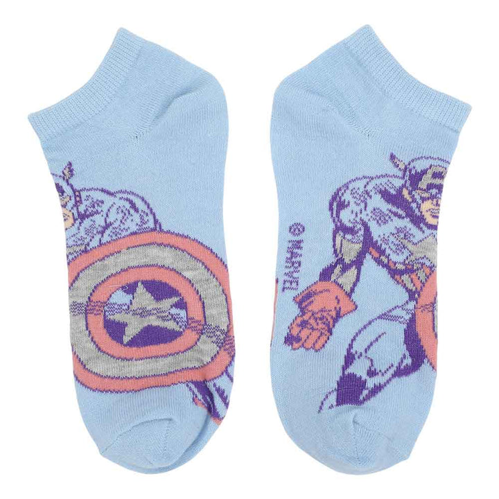 Marvel Avengers Characters 5 Pack Ankle Socks Captain America Baby Blue