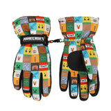 Minecraft Icons All-Over Print Youth Ski Gloves with Sure Grip Liners
