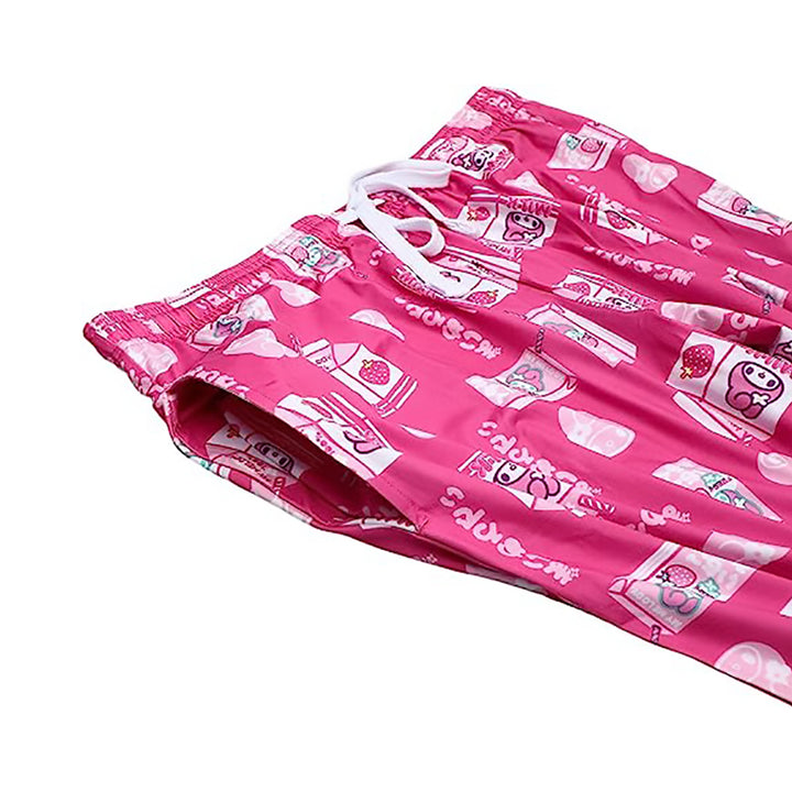 My Melody Strawberry Milk AOP Pajama Pants with Drawstring and Pockets Close Up