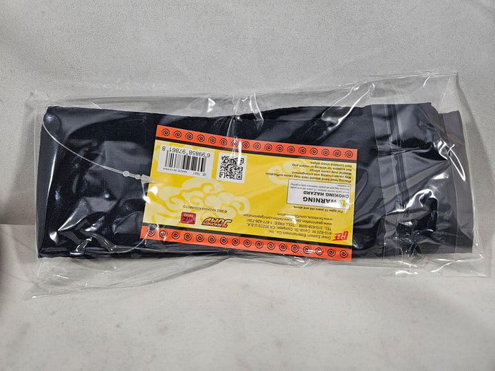 Back of Naruto Anti Mist Village Black headband with licensing tag packaged in plastic on a white background
