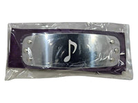 Naruto Sound Village headband with metal plate engraved with Otogakure Sound Village symbol and packaged in plastic on a white background