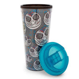Nightmare Before Christmas Jack Sugar Skull Plastic Travel Tumbler Open Lid Off