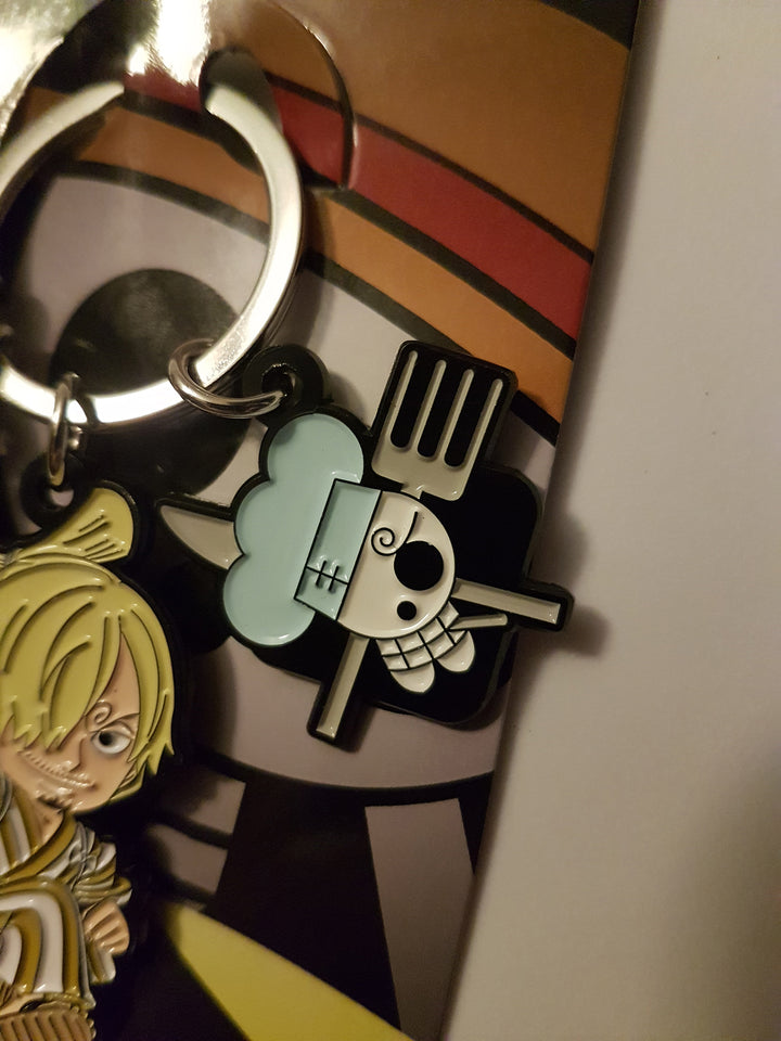 One Piece Sanji 3-Charm Metal Keychain Sanji Skull Logo