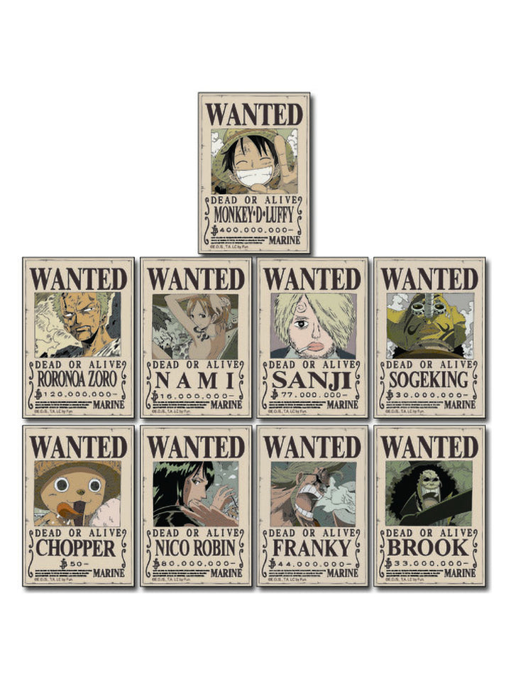 Set of One Piece Straw Hat Crew Wanted Poster Stickers Shadow Anime