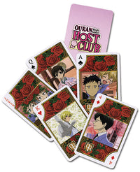 Playing cards featuring characters from 'Ouran High School Host Club' on a white background.