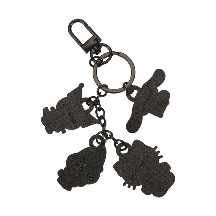 Bas of Sanrio character keychain with four different shapes on a white background