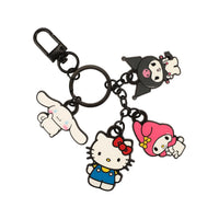 Keychain with Sanrio cartoon character charms on a white background