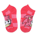 Sonic the Hedgehog Characters Youth 6 Pack Ankle Socks Amy Pink Checkered Pattern