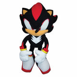 A plush toy of Shadow the Hedgehog from Sonic, featuring his signature black, red, white, and yellow color scheme, set against a plain white background.