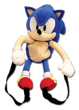 Plush toy of a character with blue fur, white face, and red shoes on a white background