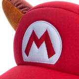 Super Mario Bros Raccoon Mario Cosplay Hat Close Up Logo
