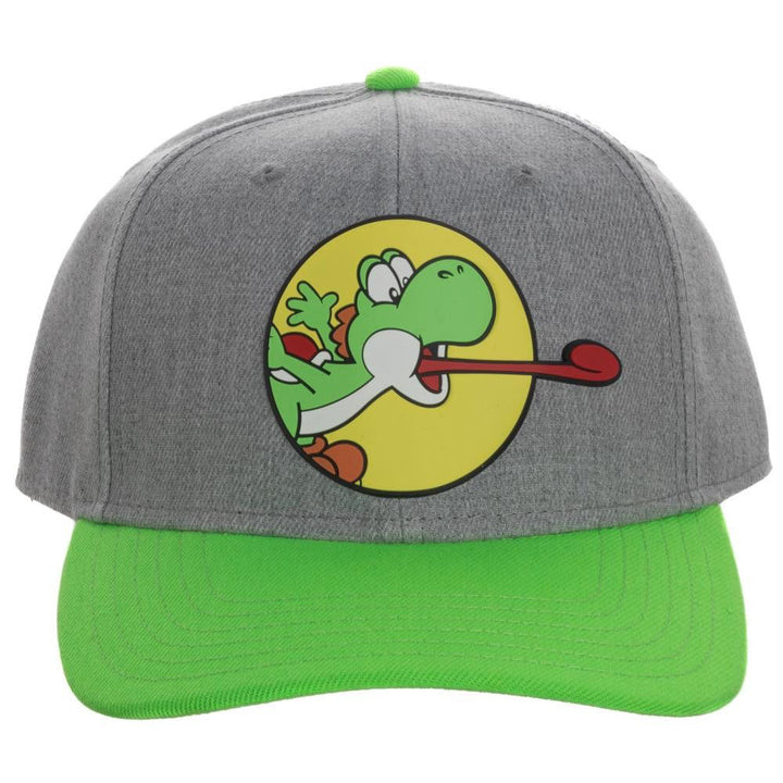 Super Mario Bros Yoshi Curved Bill Snapback Hat Front