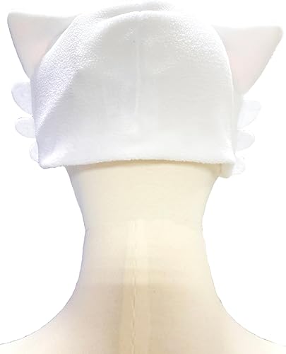 White hat with cat ears on a mannequin head against a white background