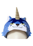 Blue and whiteRanga Slime hat with a horn on a white background