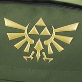 Close up of gold Hyrule Crest emblem on Green bag