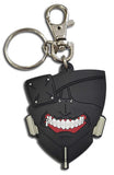 Keychain with a Keneki mask design on a white background
