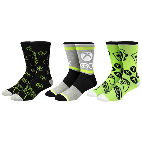 Xbox Logo & Buttons Crew Socks 3-Pair Set