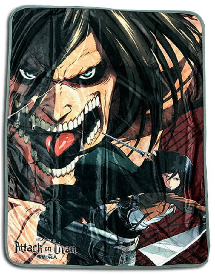 Attack On Titan Eren & Mikasa Fleece Throw Blanket - Shadow Anime