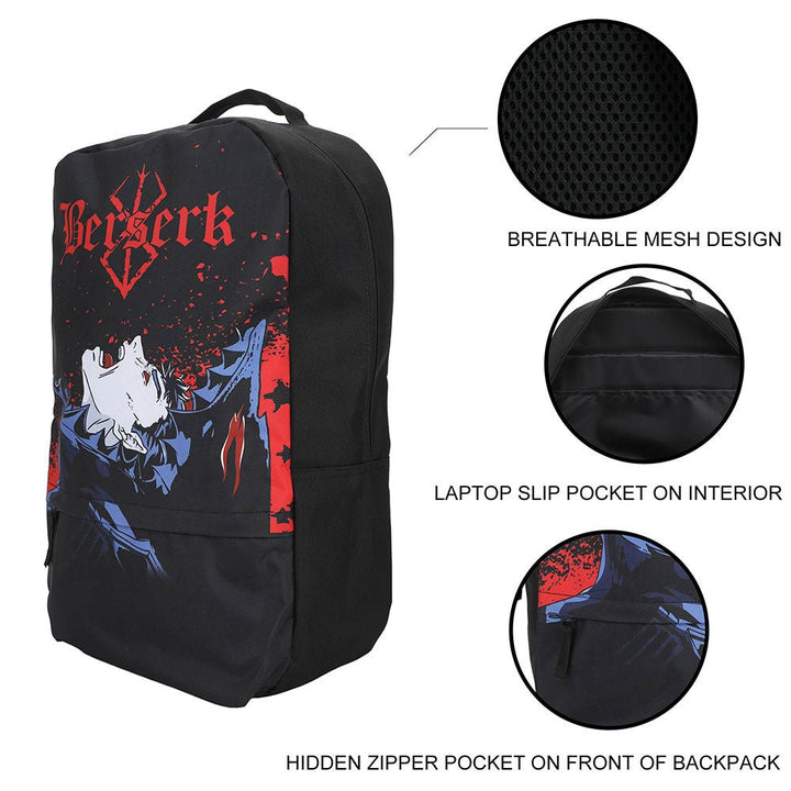 Berserk Black Swordsman Sublimated Laptop Backpack - Shadow Anime