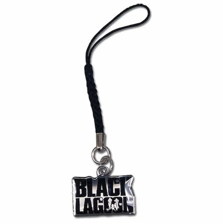 A black braided wrist strap with a silver metal clasp and a rectangular charm featuring the text 'BLACK LAGUNA' in white and black.