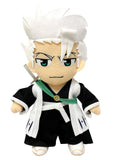 Bleach Toshiro Hitsugaya 9 inch plush doll front view showing white spiky hair embroidered teal eyes black shihakusho white haori and green Hyorinmaru sash by Great Eastern Entertainment