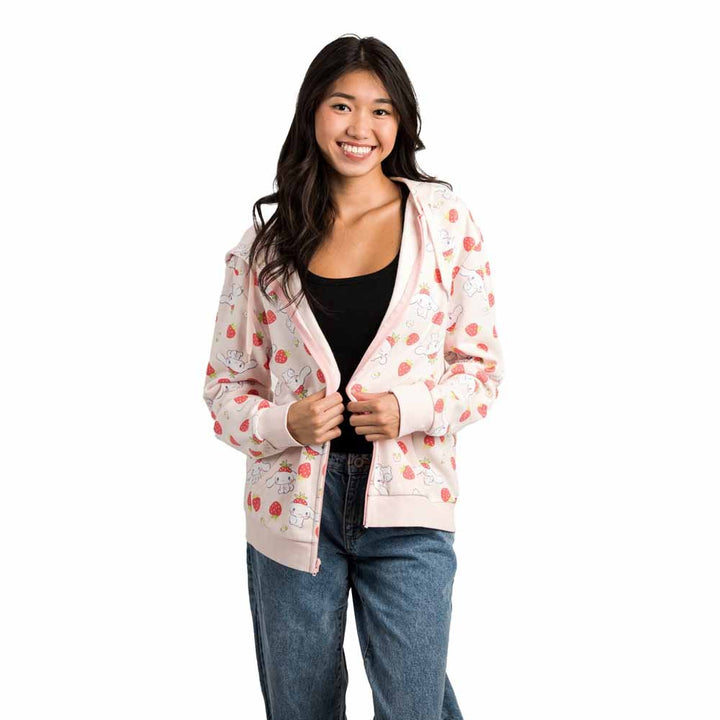 Cinnamoroll Strawberries Zip-up Hoodie Sweater - Shadow Anime