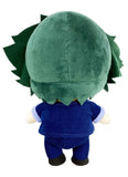 Cowboy Bebop Spike Spiegel plush doll back view showing dark teal spiky hair texture navy blue suit back and black shoes standing pose soft plush construction by Great Eastern Entertainment