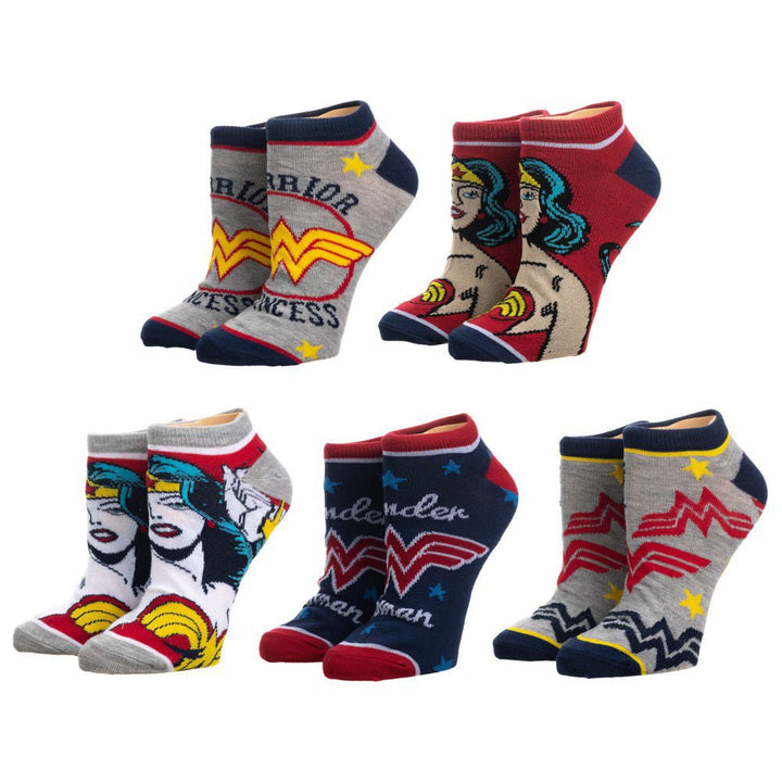 DC Comics Wonder Woman 5 Pair Ankle Socks - Shadow Anime